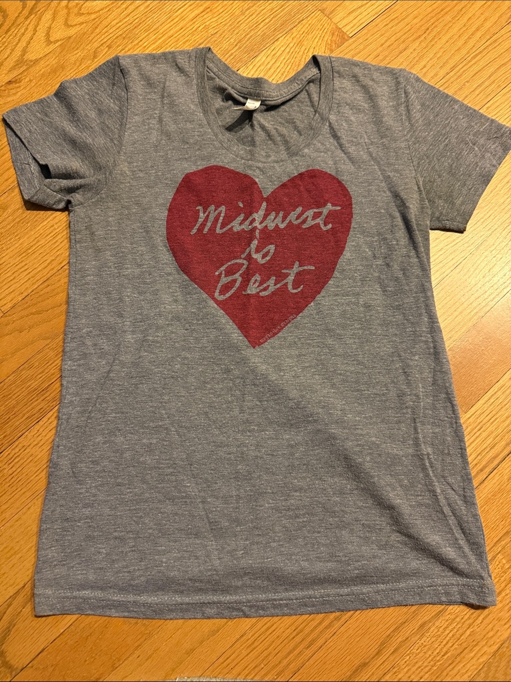 American Apparel Gray Tee with Red Heart Graphic